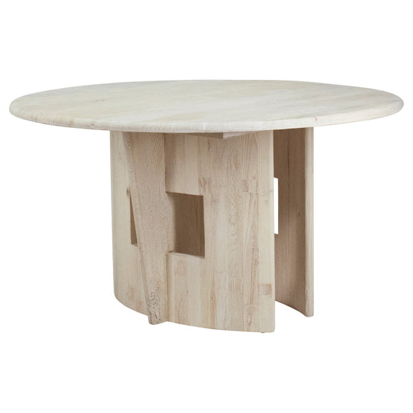Dovetail Payton 54" Reclaimed Elm Round Dining Table with Curved Modern Pedestal Base, a Natural Finish DOV10378