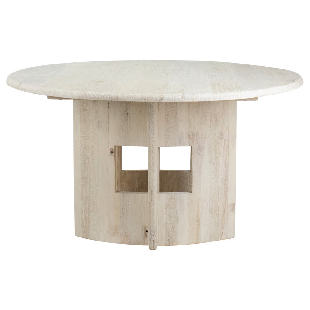 Dovetail Payton 54" Reclaimed Elm Round Dining Table with Curved Modern Pedestal Base, a Natural Finish DOV10378