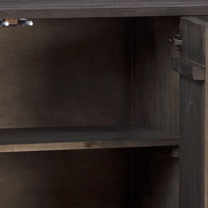 Dovetail Cameroon Espresso Stained Elm Wood and Brushed Brass Modern 73" 4-Door Sideboard DOV10613