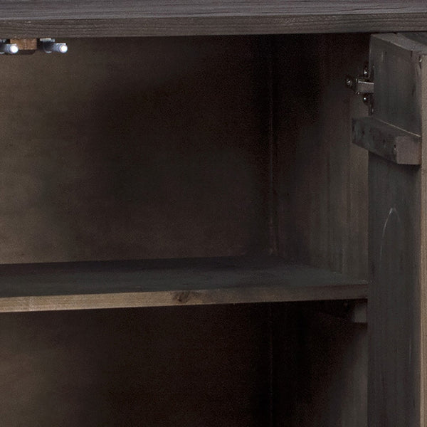 Dovetail Cameroon Espresso Stained Elm Wood and Brushed Brass Modern 73" 4-Door Sideboard DOV10613