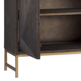 Dovetail Cameroon Espresso Stained Elm Wood and Brushed Brass Modern 73" 4-Door Sideboard DOV10613