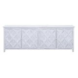 Dovetail Santana 94" Reclaimed Pine White Washed Painted Carved Sideboard DOV10825