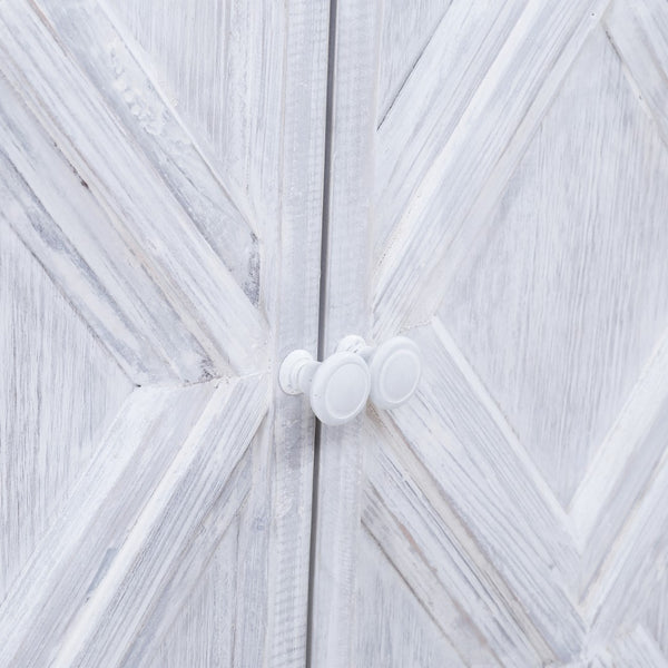 Dovetail Santana 94" Reclaimed Pine White Washed Painted Carved Sideboard DOV10825