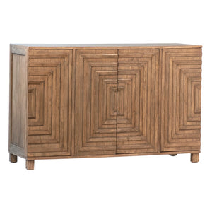 Dovetail Drennan 54" Mindi Wood Veneer Carved Sideboard in Medium Brown DOV11608