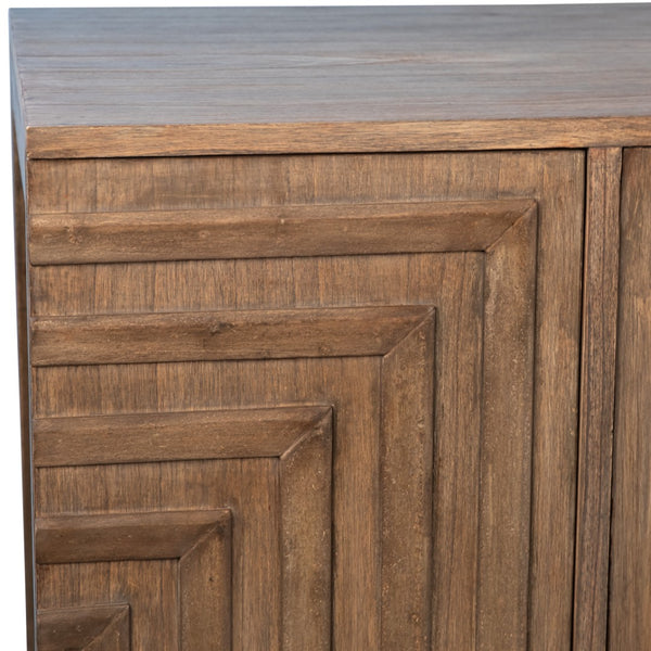 Dovetail Drennan 54" Mindi Wood Veneer Carved Sideboard in Medium Brown DOV11608