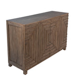 Dovetail Drennan 54" Mindi Wood Veneer Carved Sideboard in Medium Brown DOV11608