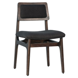 Dovetail Barrett Black Linen Upholstered Modern Dining Side Chair with Dark Espresso Stained Mindi Wood Frame DOV11638