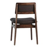 Dovetail Barrett Black Linen Upholstered Modern Dining Side Chair with Dark Espresso Stained Mindi Wood Frame DOV11638