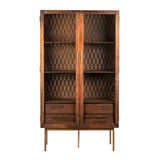 Dovetail Sanborn 71" Tall Mindi Wood Storage Cabinet with Built-In Shelves and Drawers Finished in Roasted Coffee with Brass Hardware DOV11642