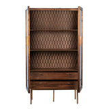Dovetail Sanborn 71" Tall Mindi Wood Storage Cabinet with Built-In Shelves and Drawers Finished in Roasted Coffee with Brass Hardware DOV11642