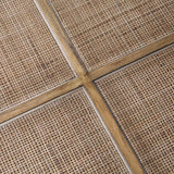 Dovetail Olney Mindi Wood Square Modern Coffee Table with Natural Woven Rattan Glass Covered Panels DOV11658