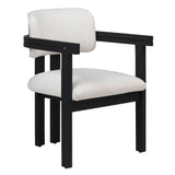Zola Black Mindi Wood and White Linen Dining Side Chair