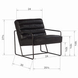 Dovetail Iggy Black Iron and Full Grain Channel Tufted Leather Occasional Arm Chair DOV1168