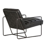 Dovetail Iggy Black Iron and Full Grain Channel Tufted Leather Occasional Arm Chair DOV1168