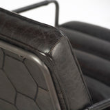 Dovetail Iggy Black Iron and Full Grain Channel Tufted Leather Occasional Arm Chair DOV1168