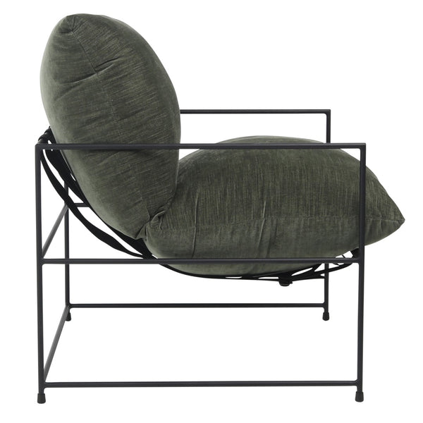 Dovetail Brooks Black Iron Hammock Style Occasional Chair with Cushion DOV12064GR
