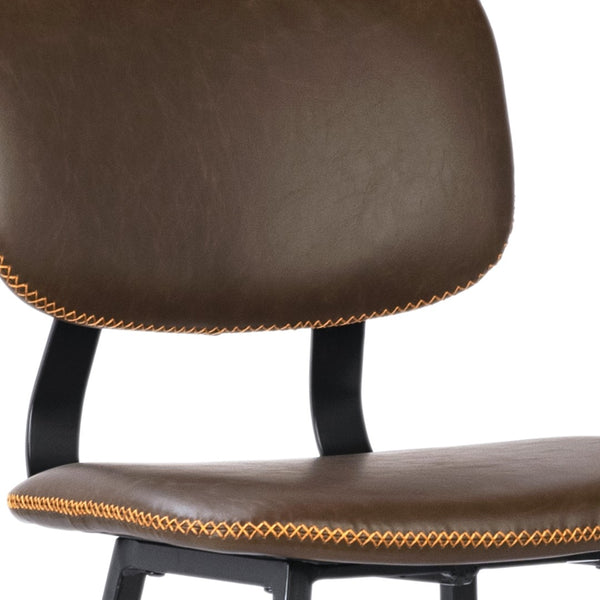 Dovetail Mason Black Iron and Vegan Leather Upholstered Dining Stool DOV12081BS