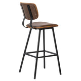 Dovetail Mason Black Iron and Vegan Leather Upholstered Dining Stool DOV12081BS