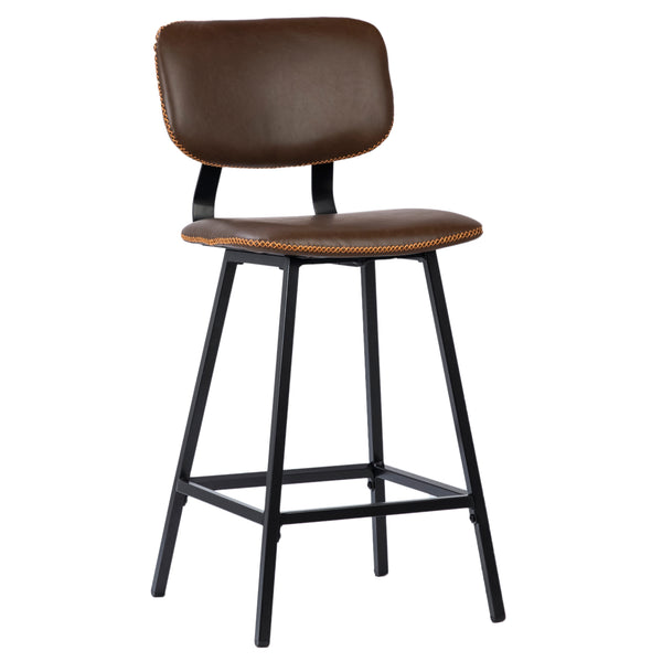 Dovetail Mason Black Iron and Vegan Leather Upholstered Dining Stool DOV12081CS