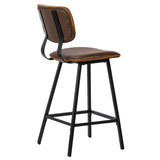 Dovetail Mason Black Iron and Vegan Leather Upholstered Dining Stool DOV12081CS