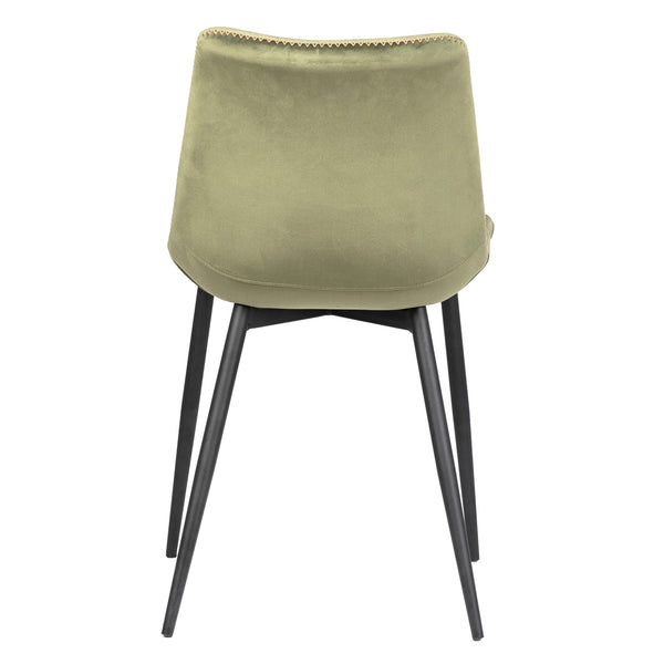 Dovetail Hazel Velvet Upholstered Dining Side Chair, Olive Green with Black Peg Legs, Set of 2 DOV12084