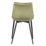 Dovetail Hazel Velvet Upholstered Dining Side Chair, Olive Green with Black Peg Legs, Set of 2 DOV12084