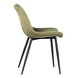 Dovetail Hazel Velvet Upholstered Dining Side Chair, Olive Green with Black Peg Legs, Set of 2 DOV12084