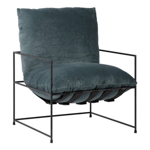 Dovetail Manlo Modern Black Iron and Cotton Blend Upholstered Arm Chair DOV12107