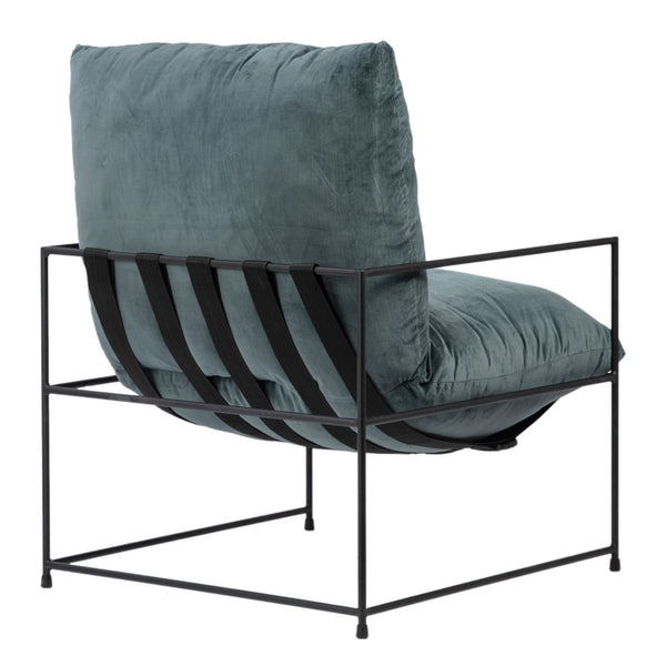 Dovetail Manlo Modern Black Iron and Cotton Blend Upholstered Arm Chair DOV12107