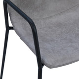 Dovetail Dean Two-Toned Modern Stone Grey Vegan Leather and Matte Black Iron Framed Dining Arm Chair, Set of 2 DOV12157