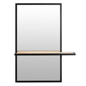 Dovetail Duke 47" Black Iron and Oak Framed Modern Wall Mirror  DOV12165