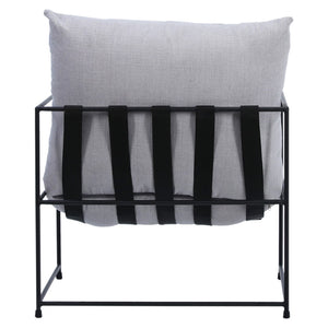 Dovetail Manlo Modern Black Iron and Cotton Blend Upholstered Arm Chair DOV12170