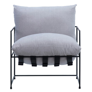 Dovetail Manlo Modern Black Iron and Cotton Blend Upholstered Arm Chair DOV12170