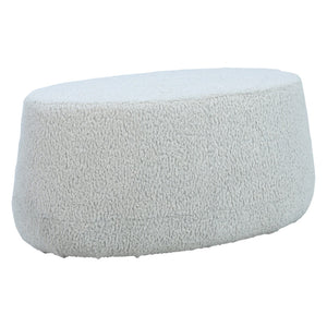 Dovetail Howsler 36" White Faux Sheep Skin Tapered Oval Upholstered Ottoman DOV12174