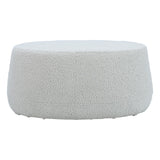 Dovetail Howsler 36" White Faux Sheep Skin Tapered Oval Upholstered Ottoman DOV12174