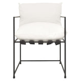 Brooks Black Iron Hammock Style Dining Chair with White Cushion