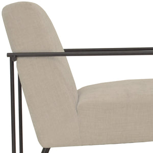 Dovetail Samuel Chenille Upholstered and Black Steel Framed Dining Arm Chair,  DOV12178