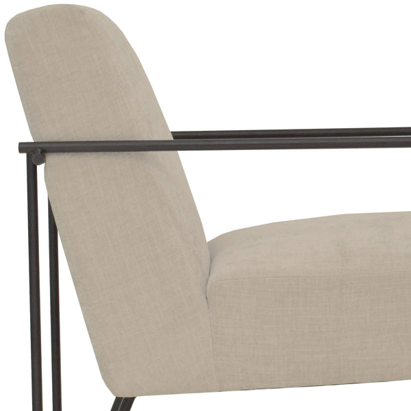 Dovetail Samuel Chenille Upholstered and Black Steel Framed Dining Arm Chair,  DOV12178