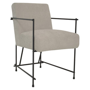 Dovetail Samuel Chenille Upholstered and Black Steel Framed Dining Arm Chair,  DOV12178