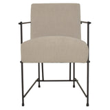 Dovetail Samuel Chenille Upholstered and Black Steel Framed Dining Arm Chair,  DOV12178