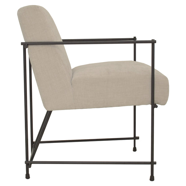 Dovetail Samuel Chenille Upholstered and Black Steel Framed Dining Arm Chair,  DOV12178
