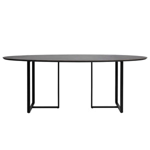 Dovetail Austin 87" Black Porcelain Tile Top and Metal Base Double Pedestal Oval Dining Table DOV12189