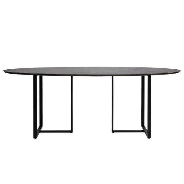 Dovetail Austin 87" Black Porcelain Tile Top and Metal Base Double Pedestal Oval Dining Table DOV12189