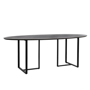 Dovetail Austin 87" Black Porcelain Tile Top and Metal Base Double Pedestal Oval Dining Table DOV12189