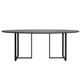 Dovetail Austin 87" Black Porcelain Tile Top and Metal Base Double Pedestal Oval Dining Table DOV12189