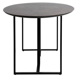Dovetail Austin 87" Black Porcelain Tile Top and Metal Base Double Pedestal Oval Dining Table DOV12189