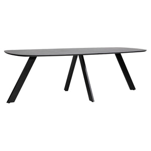 Dovetail Simeon Natural Black Stone Finished Porcelain and Steel Dining Table Finished In Black DOV12191