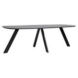 Simeon Natural Black Stone Finished Porcelain and Steel Dining Table Finished In Black