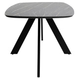 Dovetail Simeon Natural Black Stone Finished Porcelain and Steel Dining Table Finished In Black DOV12191