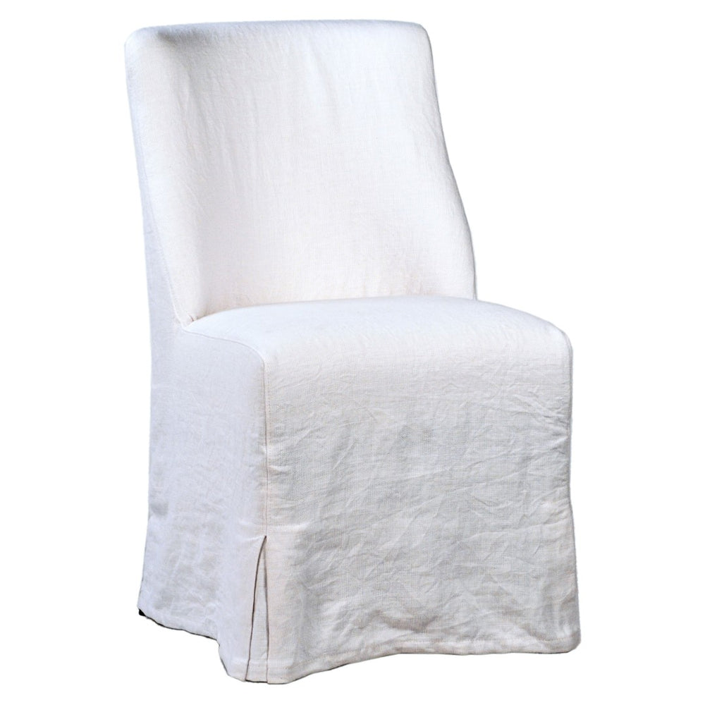 Dovetail Bradford White Linen Slip-Cover Style Parsons Dining Side Chair DOV13020